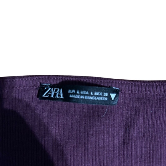 Zara Ribbed Square Neck Long Sleeve Top – Purple/Maroon – Women’s L - Picture 3 of 3